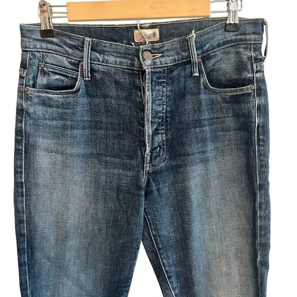 Mother The Stunner Fray Raw Hem Skinny Jeans Roasting Nuts Blue Size 28 - Picture 4 of 9